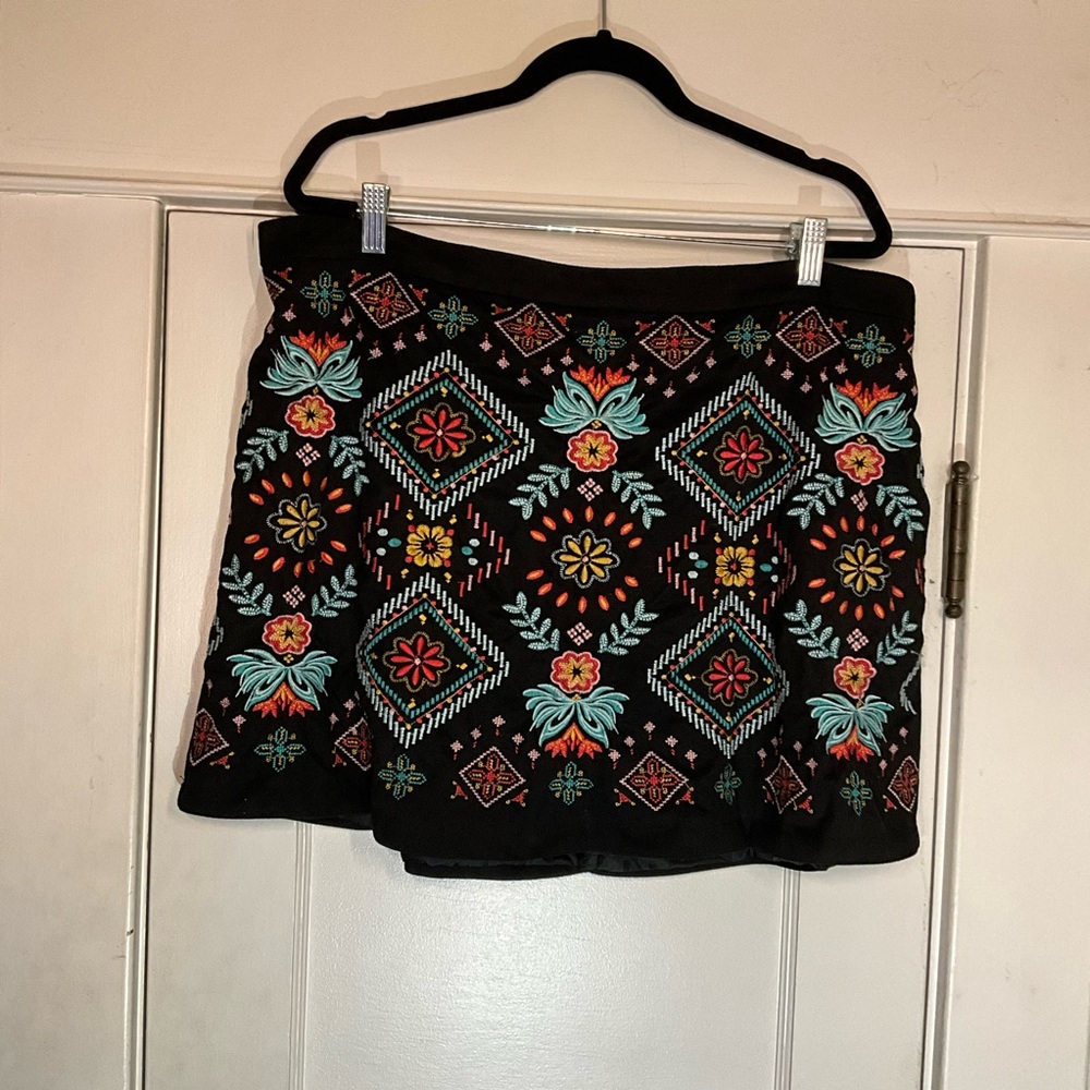 Savanna Jane Embroidered Black Mini Skirt